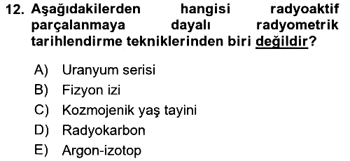 Tarihi Coğrafya 2016-2017 3 Ders Sınavı - 12. soru