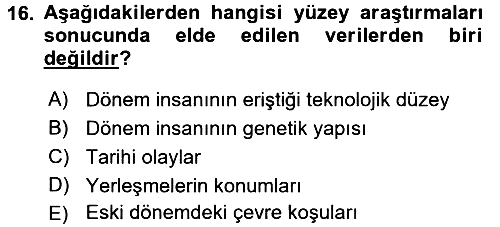 Tarihi Coğrafya 2016-2017 3 Ders Sınavı - 16. soru