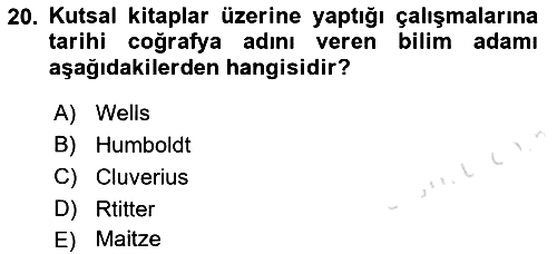 Tarihi Coğrafya 2018-2019 3 Ders Sınavı - 20. soru