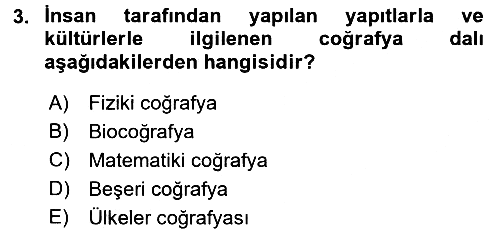 Tarihi Coğrafya 2017-2018 Ara Sınav - 3. soru