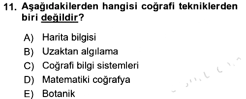 Tarihi Coğrafya 2017-2018 Ara Sınav - 11. soru