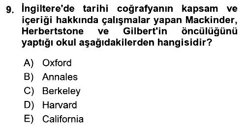 Tarihi Coğrafya 2022-2023 Ara Sınav - 9. soru