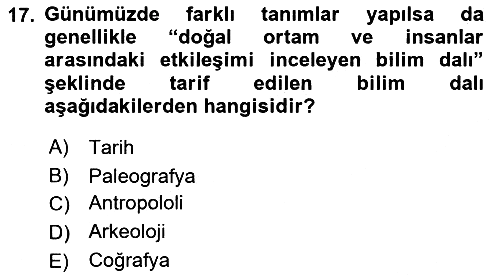 Tarihi Coğrafya 2022-2023 Ara Sınav - 17. soru