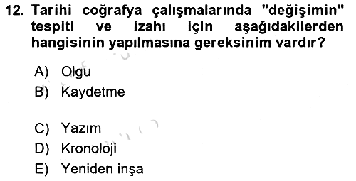 Tarihi Coğrafya 2023-2024 Ara Sınav - 12. soru