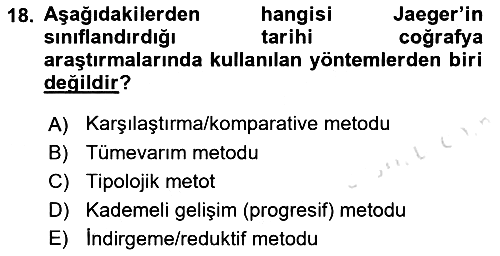 Tarihi Coğrafya 2023-2024 Ara Sınav - 18. soru