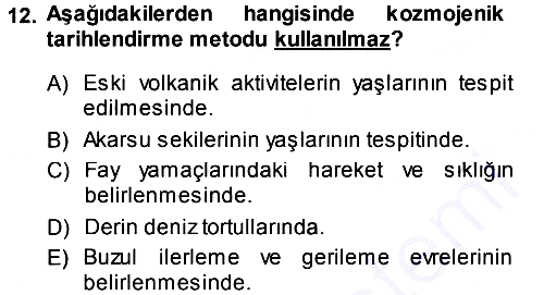 Tarihi Coğrafya 2013-2014 Dönem Sonu Sınavı - 12. soru