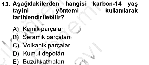 Tarihi Coğrafya 2014-2015 Dönem Sonu Sınavı - 13. soru