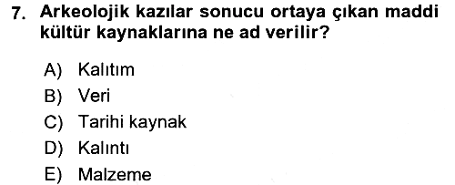 Tarihi Coğrafya 2016-2017 Dönem Sonu Sınavı - 7. soru