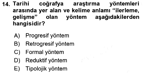 Tarihi Coğrafya 2016-2017 Dönem Sonu Sınavı - 14. soru