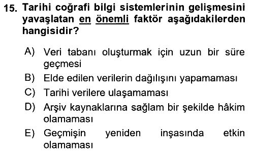 Tarihi Coğrafya 2018-2019 Dönem Sonu Sınavı - 15. soru