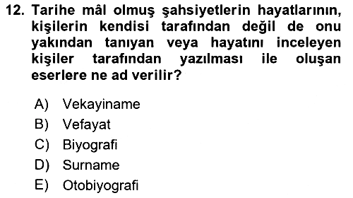 Tarihi Coğrafya 2019-2020 Dönem Sonu Sınavı - 12. soru