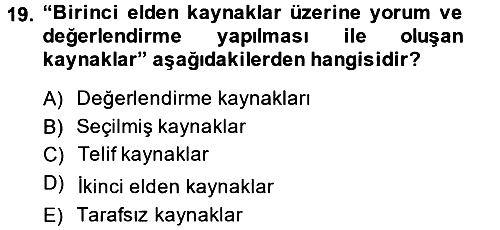 Tarihi Coğrafya 2014-2015 Tek Ders Sınavı - 19. soru