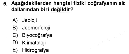 Tarihi Coğrafya 2015-2016 Tek Ders Sınavı - 5. soru