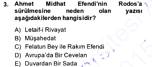 Türk Basın Tarihi 2014-2015 Ara Sınav - 3. soru
