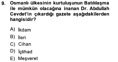Türk Basın Tarihi 2014-2015 Ara Sınav - 9. soru