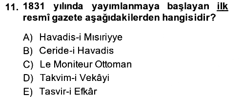 Türk Basın Tarihi 2014-2015 Ara Sınav - 11. soru