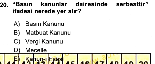 Türk Basın Tarihi 2015-2016 Ara Sınav - 20. soru