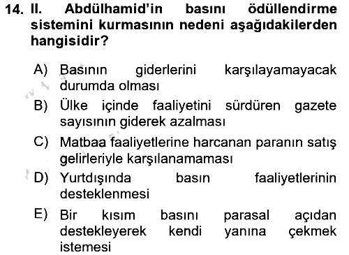Türk Basın Tarihi 2016-2017 Ara Sınav - 14. soru