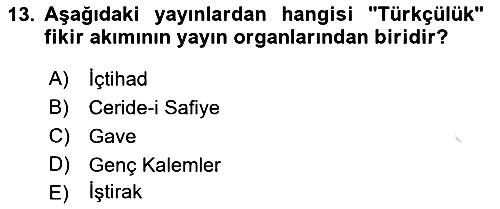 Türk Basın Tarihi 2022-2023 Ara Sınav - 13. soru
