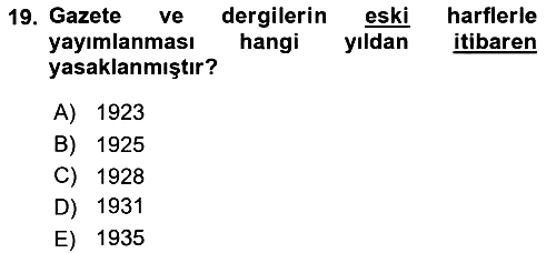 Türk Basın Tarihi 2022-2023 Ara Sınav - 19. soru