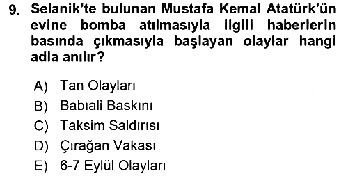 Türk Basın Tarihi 2015-2016 Dönem Sonu Sınavı - 9. soru