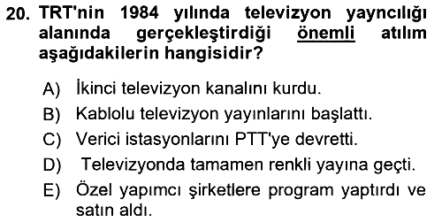 Türk Basın Tarihi 2021-2022 Dönem Sonu Sınavı - 20. soru