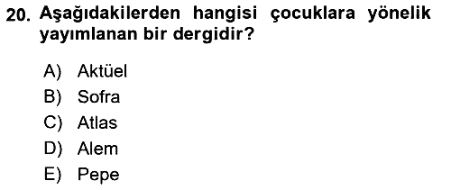 Türk Basın Tarihi 2023-2024 Dönem Sonu Sınavı - 20. soru