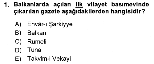 Türk Basın Tarihi 2025-2026 Dönem Sonu Sınavı - 1. soru