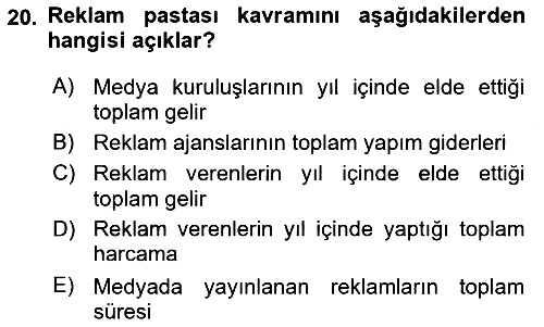 Türk Basın Tarihi 2018-2019 Yaz Okulu Sınavı - 20. soru