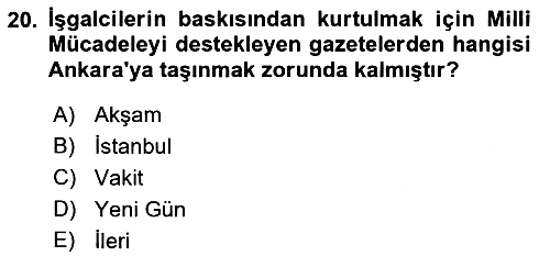 Türk Basın Tarihi 2021-2022 Yaz Okulu Sınavı - 20. soru
