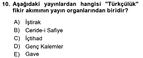 Türk Basın Tarihi 2022-2023 Yaz Okulu Sınavı - 10. soru