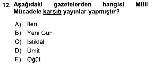 Türk Basın Tarihi 2023-2024 Yaz Okulu Sınavı - 12. soru