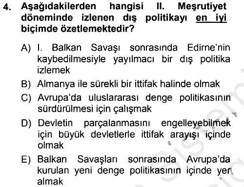Türk Dış Politikası 1 2012-2013 Ara Sınav - 4. soru
