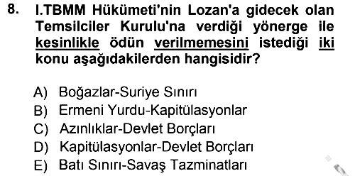 Türk Dış Politikası 1 2012-2013 Ara Sınav - 8. soru
