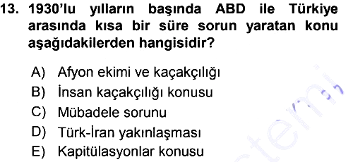 Türk Dış Politikası 1 2015-2016 Ara Sınav - 13. soru