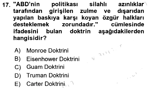 Türk Dış Politikası 1 2022-2023 Ara Sınav - 17. soru