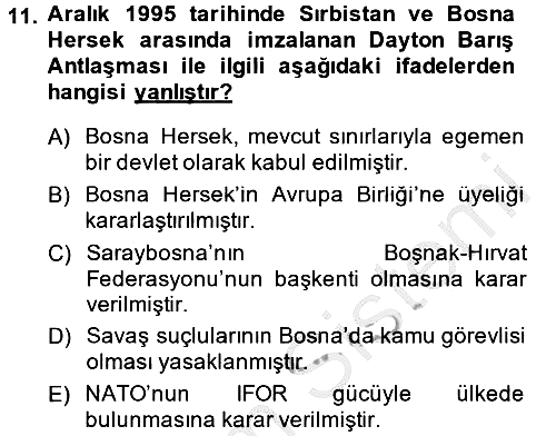 Türk Dış Politikası 2 2014-2015 Ara Sınav - 11. soru