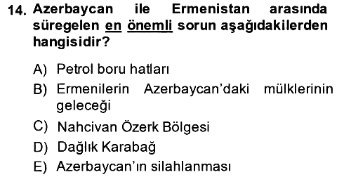 Türk Dış Politikası 2 2014-2015 Ara Sınav - 14. soru