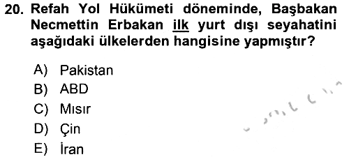 Türk Dış Politikası 2 2016-2017 Ara Sınav - 20. soru