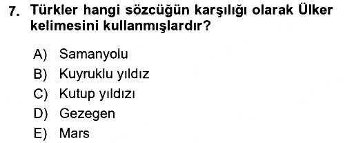 Türk Mitolojisi 2022-2023 Ara Sınav - 7. soru