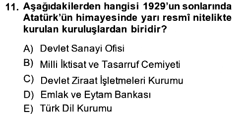 Türkiye Cumhuriyeti İktisat Tarihi 2013-2014 Ara Sınav - 11. soru