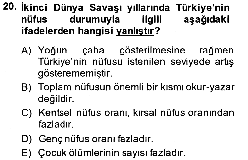 Türkiye Cumhuriyeti İktisat Tarihi 2014-2015 Ara Sınav - 20. soru