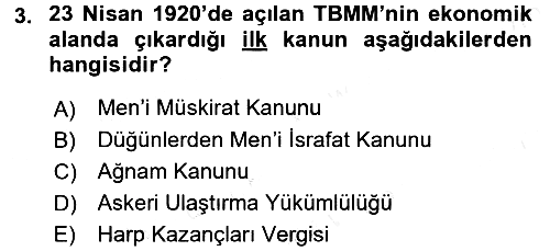 Türkiye Cumhuriyeti İktisat Tarihi 2015-2016 Ara Sınav - 3. soru