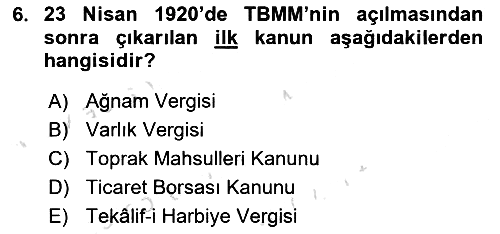 Türkiye Cumhuriyeti İktisat Tarihi 2021-2022 Ara Sınav - 6. soru