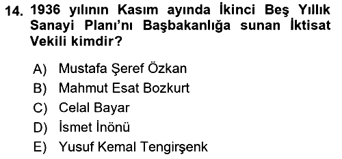 Türkiye Cumhuriyeti İktisat Tarihi 2023-2024 Ara Sınav - 14. soru