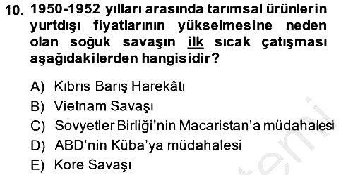 Türkiye Cumhuriyeti İktisat Tarihi 2013-2014 Dönem Sonu Sınavı - 10. soru