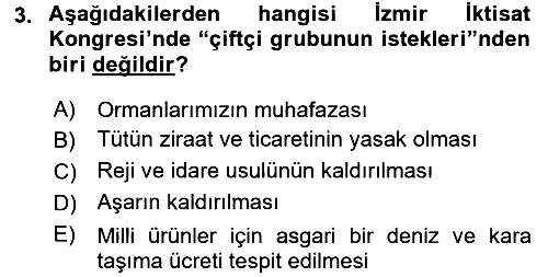 Türkiye Cumhuriyeti İktisat Tarihi 2017-2018 Dönem Sonu Sınavı - 3. soru