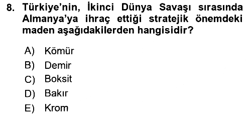 Türkiye Cumhuriyeti İktisat Tarihi 2018-2019 Dönem Sonu Sınavı - 8. soru