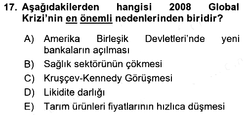 Türkiye Cumhuriyeti İktisat Tarihi 2018-2019 Dönem Sonu Sınavı - 17. soru