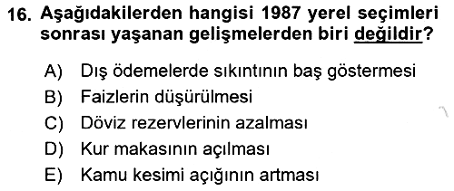 Türkiye Cumhuriyeti İktisat Tarihi 2021-2022 Dönem Sonu Sınavı - 16. soru